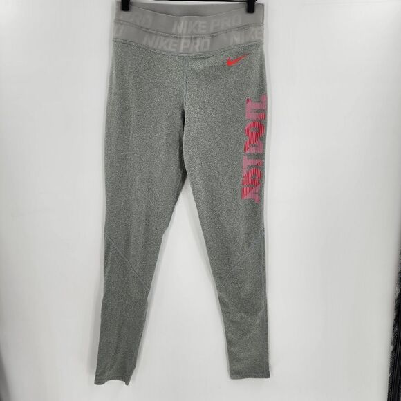 Nike medium gray leggings high rise waist logo - Picture 1 of 4